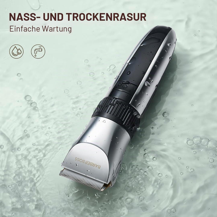 BarberBoss Kabelloser Haustier-Fellpflege-Clipper – Keramikklingen, LED-Display, schnelles Aufladen,