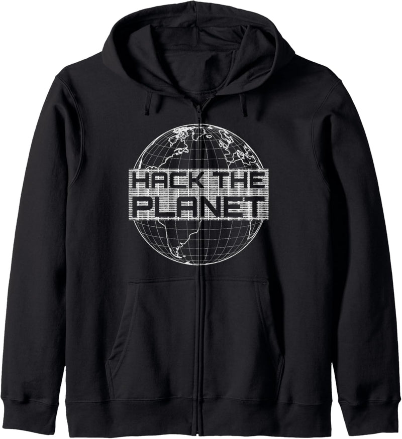 Hack the Planet - Hellgrauer Globus Computer Hacker Design Kapuzenjacke