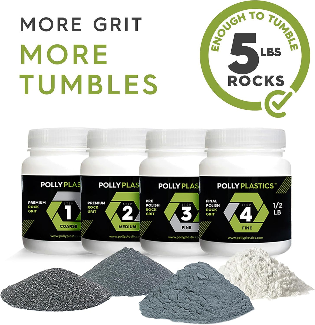 Polly Plastics Rock Tumbler Tumbling Media Grit Kit in Heavy Duty Resealable Bags