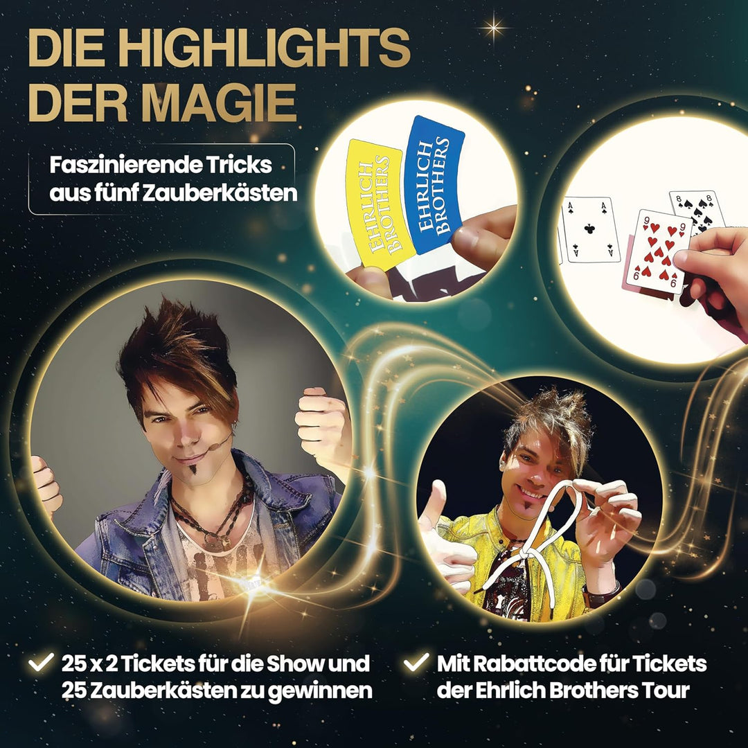 Ehrlich Brothers Adventskalender 2024 - Weihnachtskalender der Magie mit 24 Zaubertricks für Kinder