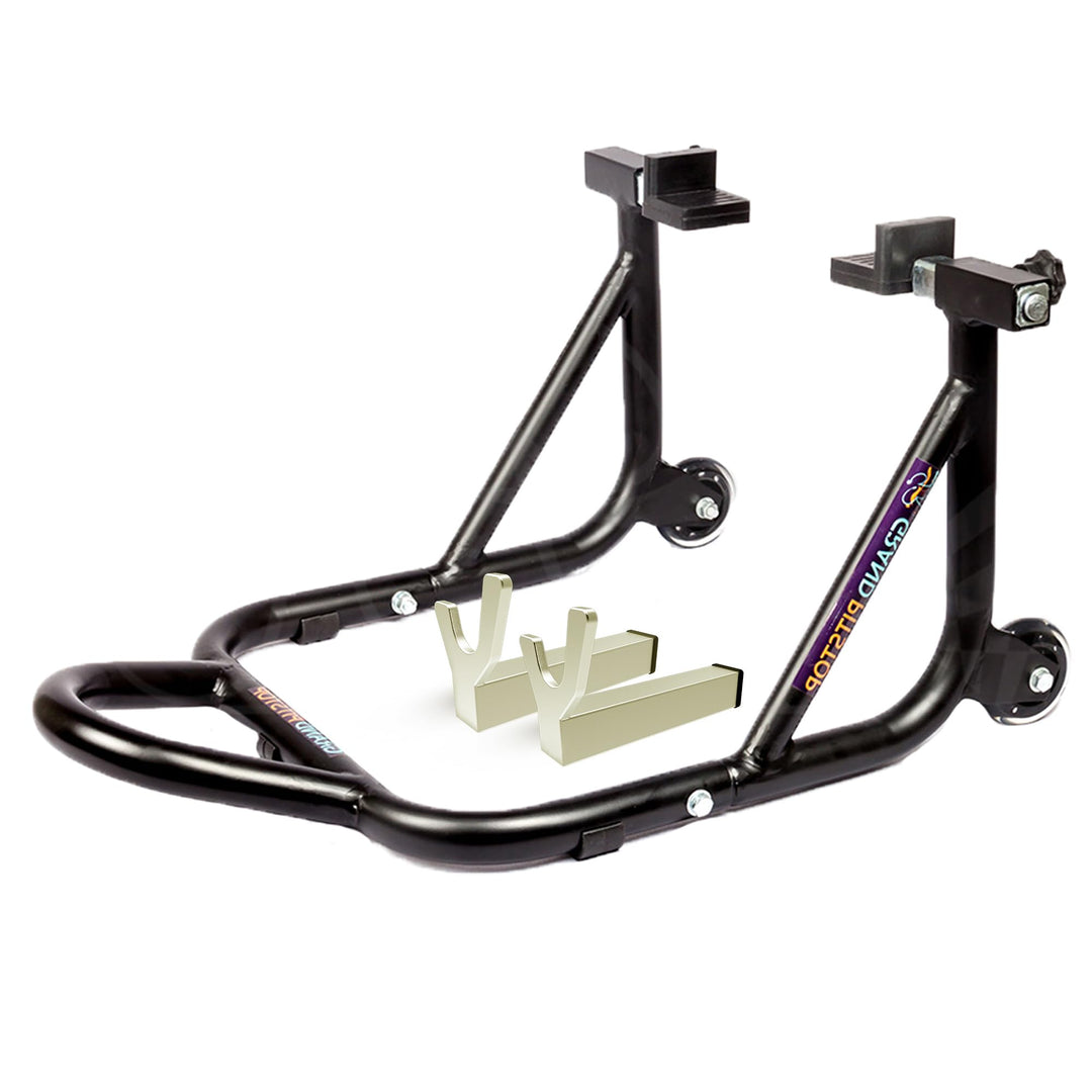 Grand Pitstop Universal Rear Paddock Stand for Bike Attached Skate Wheels with Swingarm Rest (Disman