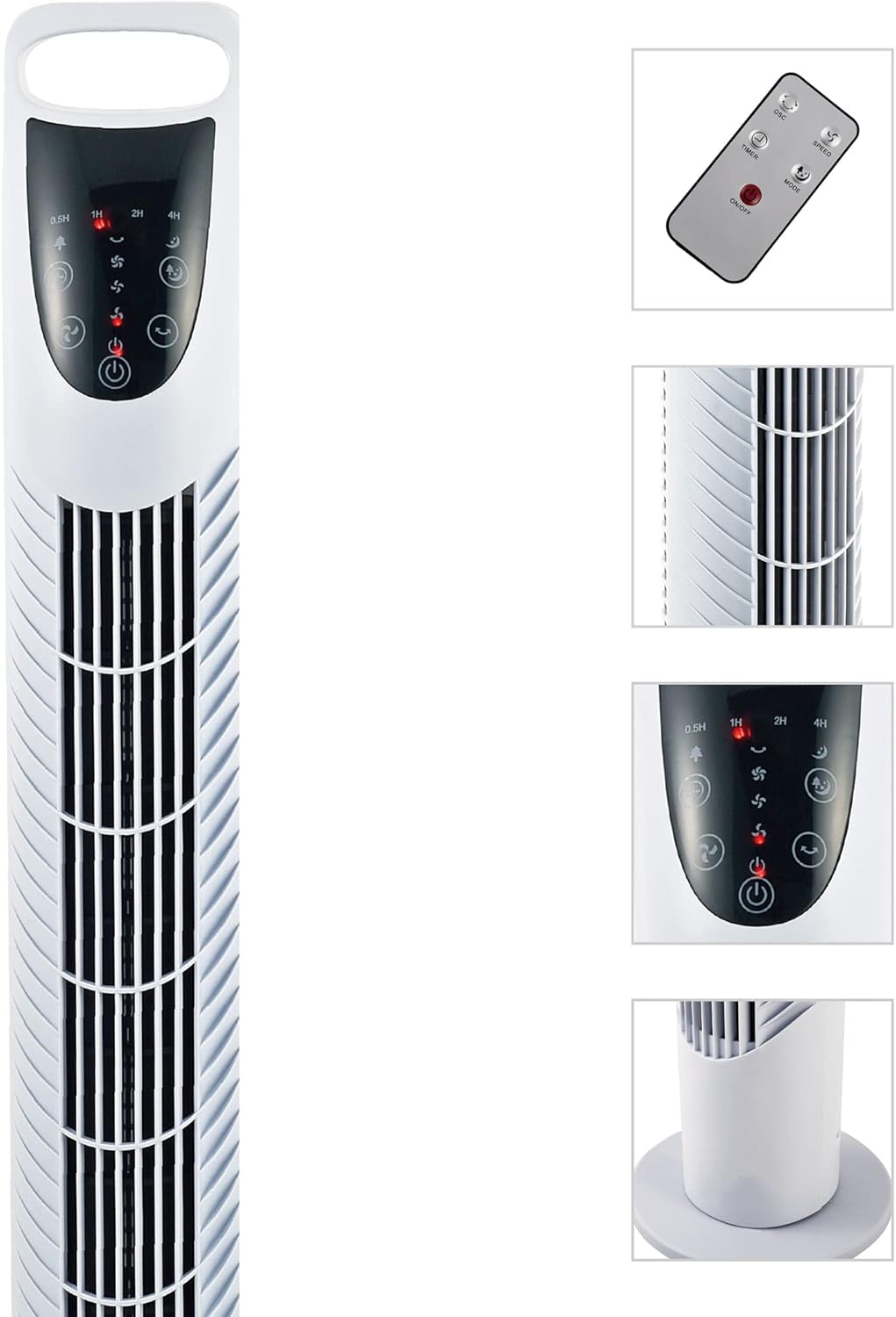 HOMCOM Turmventilator leise mit Fernbedienung, 78,5 cm Standventilator Ventilator mit 70° Oszillatio