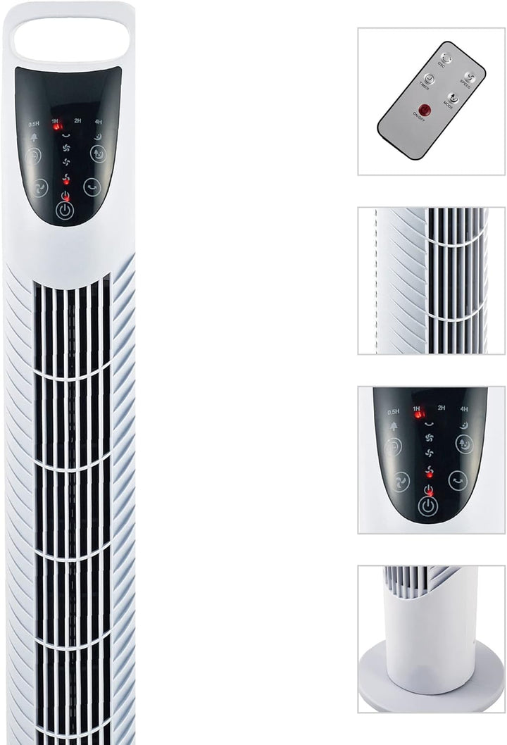 HOMCOM Turmventilator leise mit Fernbedienung, 78,5 cm Standventilator Ventilator mit 70° Oszillatio