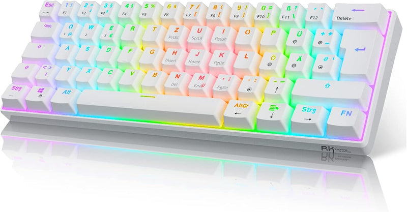 RK61 Mechanische Gaming-Tastatur, 2,4 GHz Kabellose/Bluetooth/Verkabelte 60% Mechanische Tastatur 61