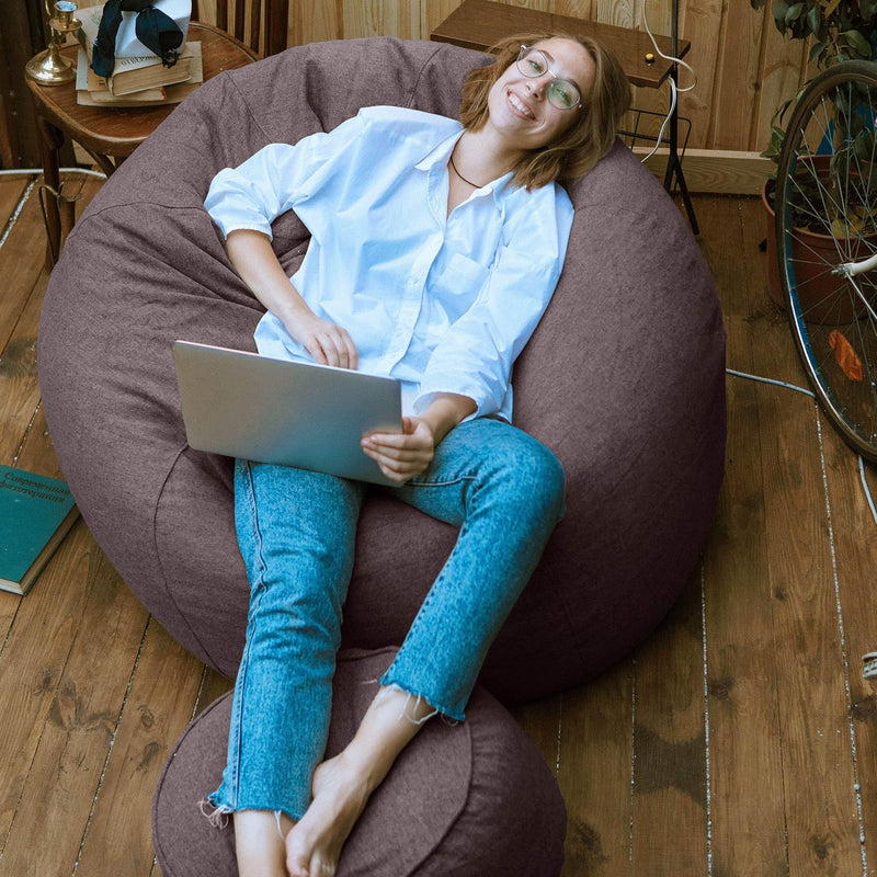 Lumaland Sitzsack Pouf (50 L) | Kompakter Sitzsack mit 3-in-1-Funktion: bequemer Hocker, praktisches