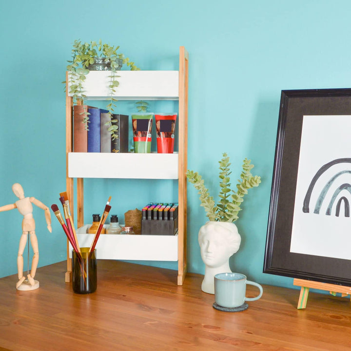 DuneDesign Bambus Nischenregal 20 cm Breit - 38x20x80 Schmales Regal auf Rollen - Nischenschrank Küc