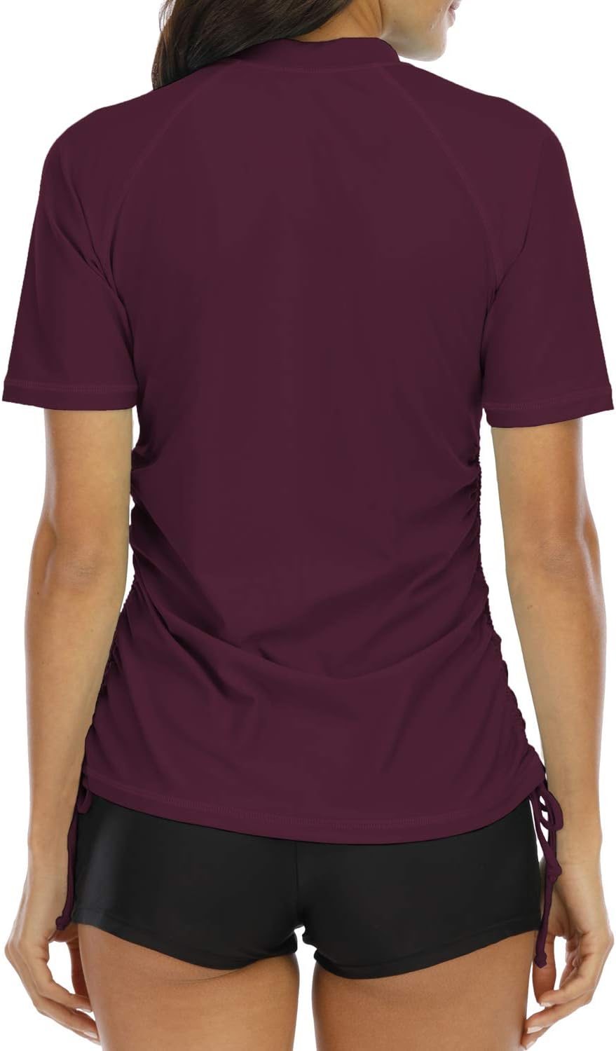 Halcurt UV Shirt Damen Kurzarm Rash Guard 1/4 Zip UPF 50+ Badeshirt Bademode Schnell Trocknender Sch