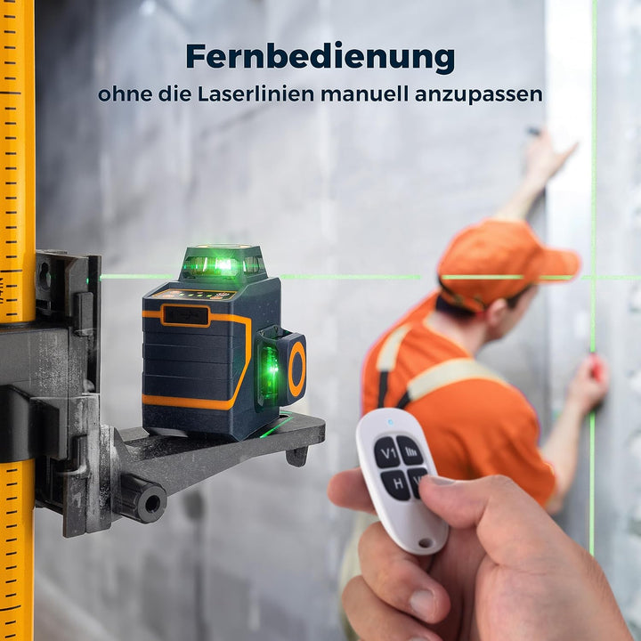 CIGMAN Kreuzlinienlaser Grün 3 x 360 Grad Laser Wasserwaage Nivellierlaser mit wiederaufladbarer Lit
