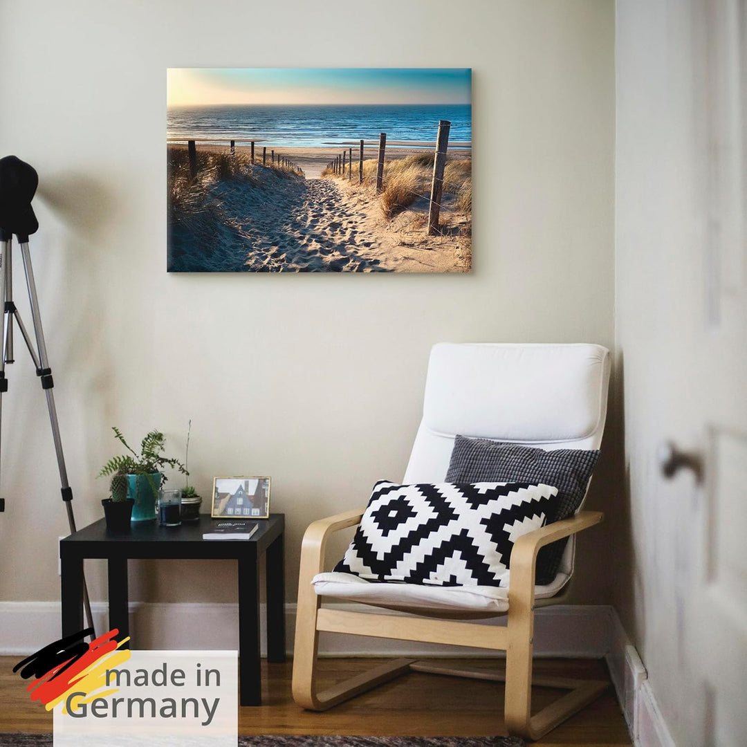Artland Leinwandbild Wandbild Bild auf Leinwand 60x40 cm Wanddeko Strand Meer Maritim Nordsee Sonne