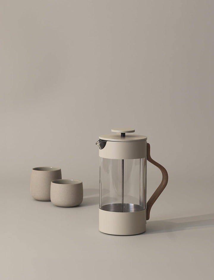 Stelton Emma French Press Kaffeebereiter, Skandinavisch Design, lackierter Stahl & Buchenholz Griff,