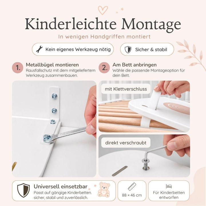 Rausfallschutz Bett aus Holz in süssem Design für Kinder - Bettgitter Rausfallschutz Wally fürs Kind