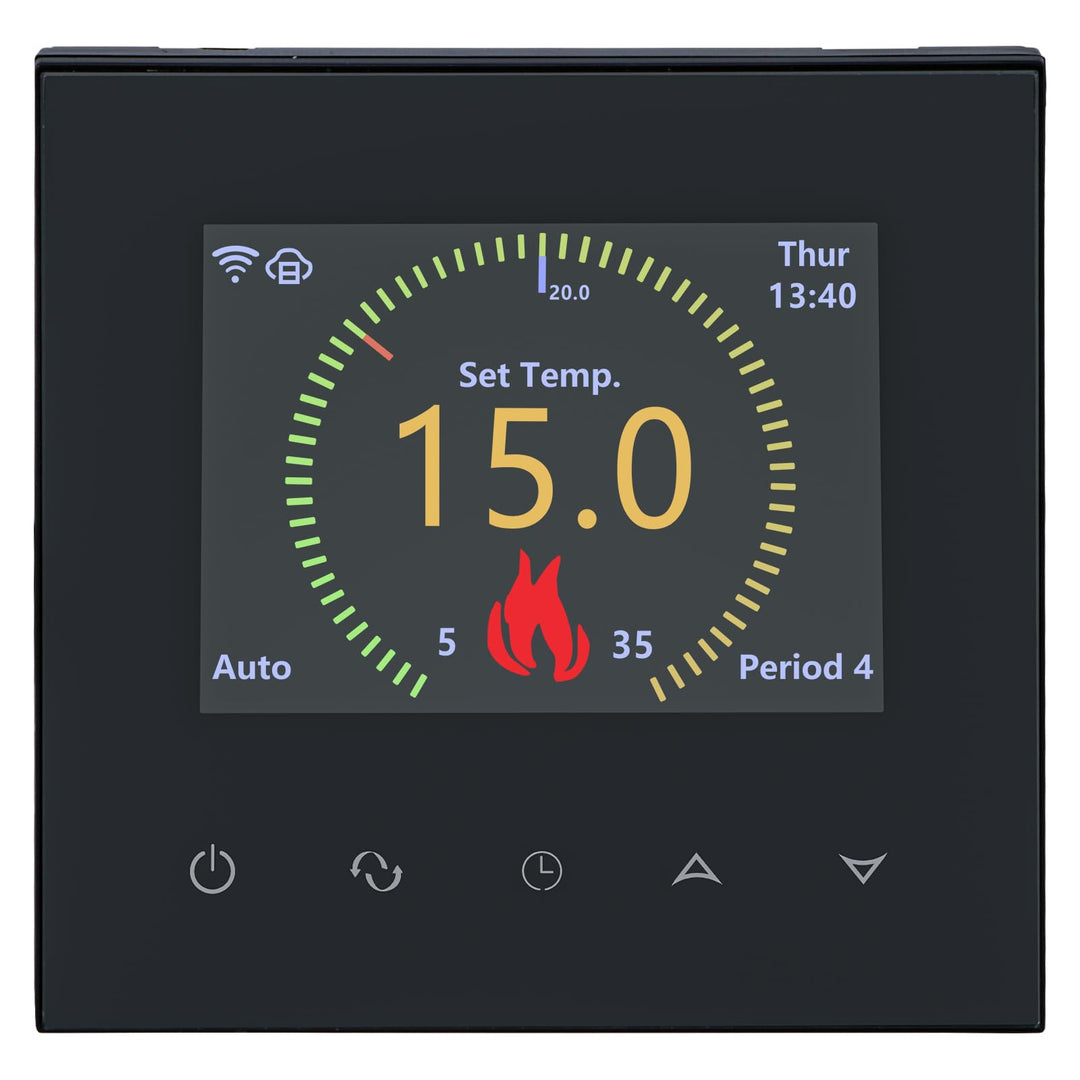 Wengart WiFi Smart Thermostat WG380 für Wasserfussbodenheizung – TFT-Farbdisplay &amp; Touch – 230V 3A –