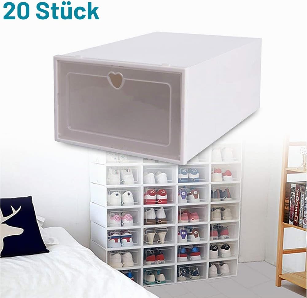 Schuhboxen Stapelbar Transparenter Schuhkarton 20er-Set Atmungsaktiver Schuhkarton Aufbewahrungsbox