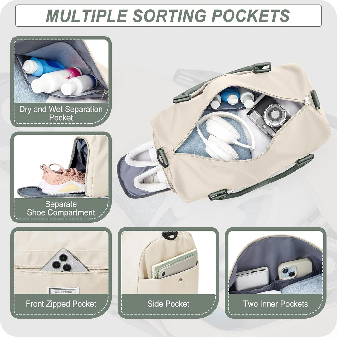 HYC00 Sport Duffel Bag Damen Sporttasche für Damen Herren mit Nassfach &amp; Schuhfach, Reisetasche Hand
