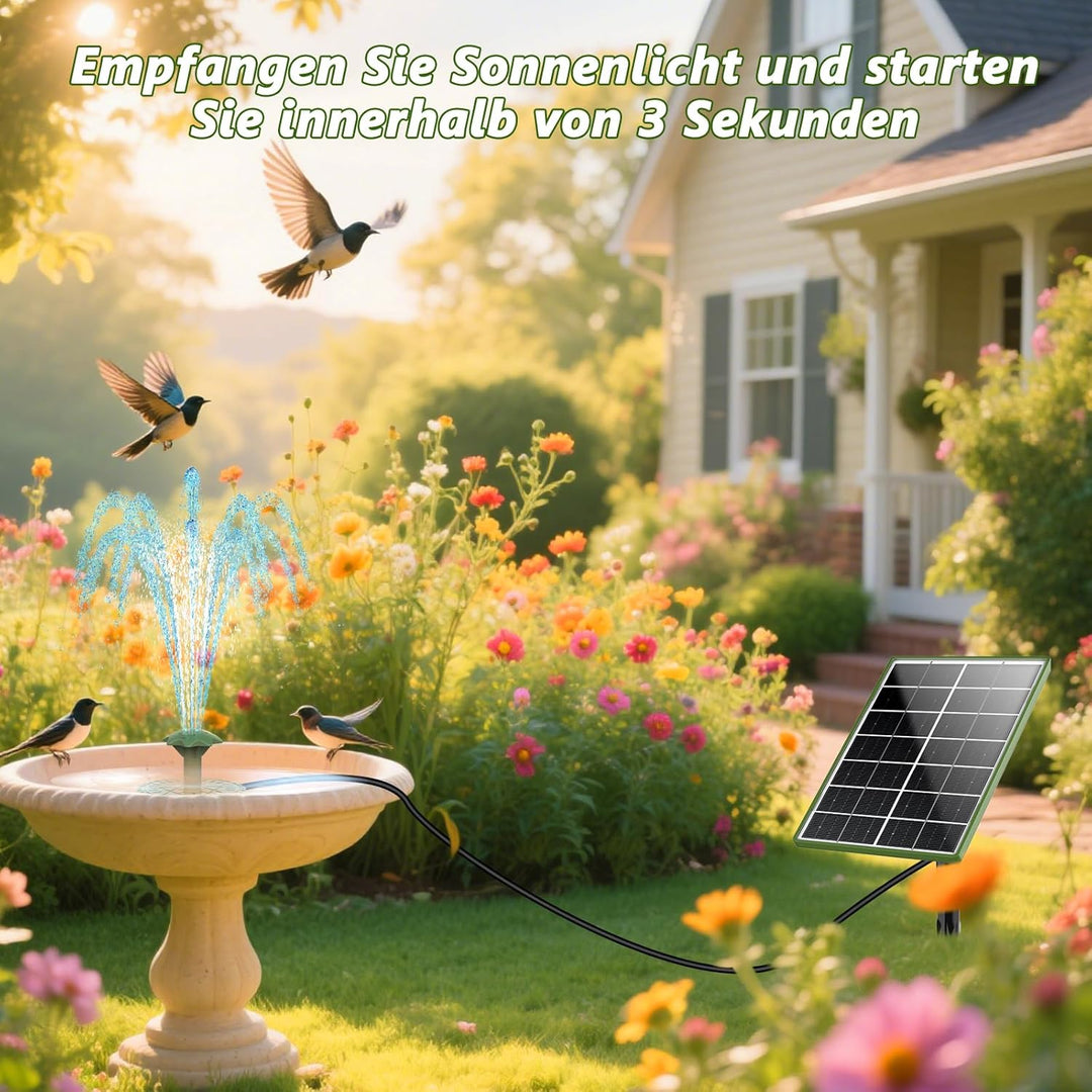 AISITIN Solar Springbrunnen für Aussen, 4,5W Dunkelgrün Solar Fontäne Pumpe mit Verschiedene Sprüh E