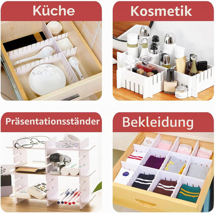 HGYZE Schubladentrenner Verstellbar 9cm Hoch, Schubladenteiler 42cm länge, Weiss Schubladen Organize