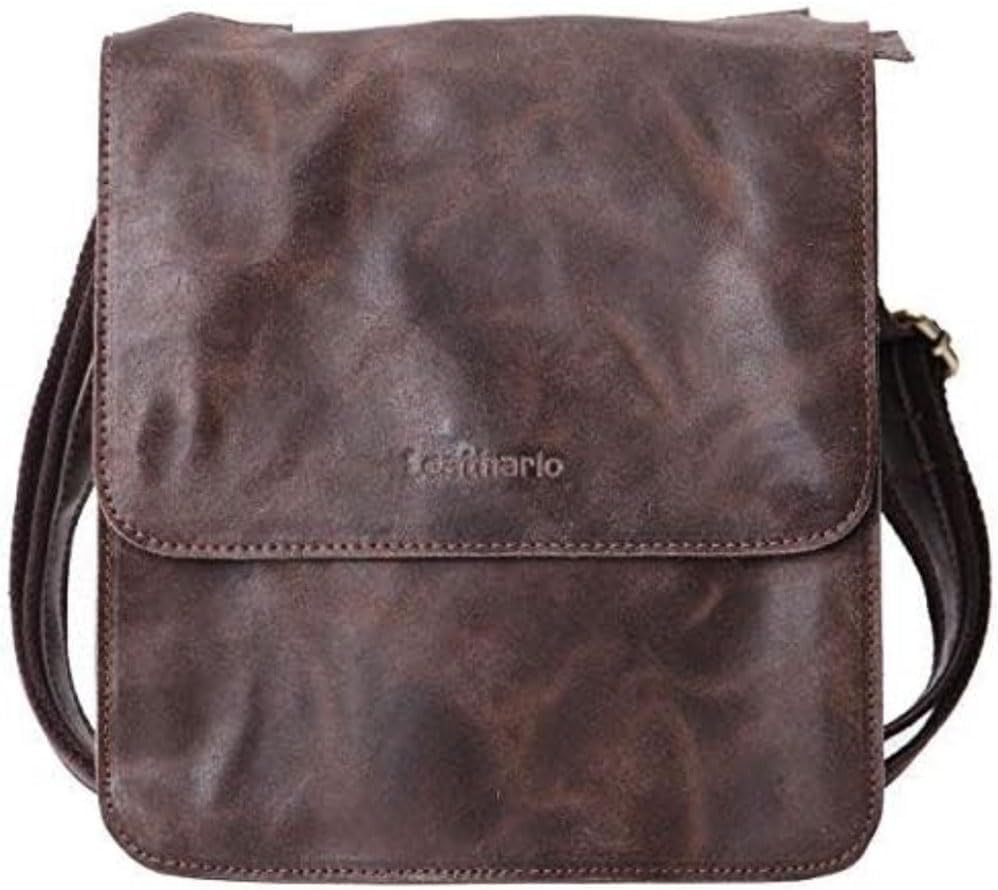 Leathario Herren Leder umhängetasche messger Bag Ledertasche für Business Retro Braun, Braun