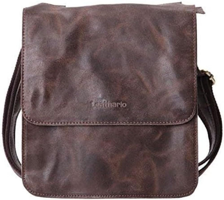 Leathario Herren Leder umhängetasche messger Bag Ledertasche für Business Retro Braun, Braun