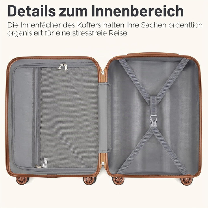 KONO Kofferset 3-teilig Trolley Reisekoffer leicht aus ABS+PC mit 4 Rollen Hartschalenkoffer TSA Sch