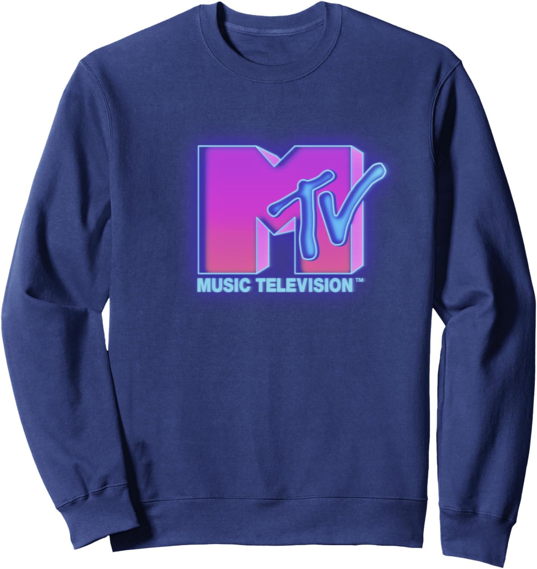 MTV Hot Pink And Blue Neon Sign Logo Sweatshirt