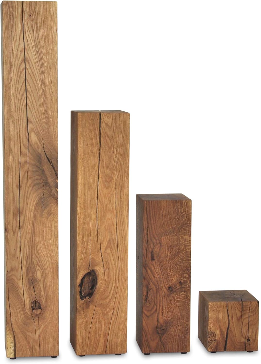 ms factory Holzblock Eiche Massiv - Handgefertigter Holzklotz - Rustikale Holzsäule - Beistelltisch