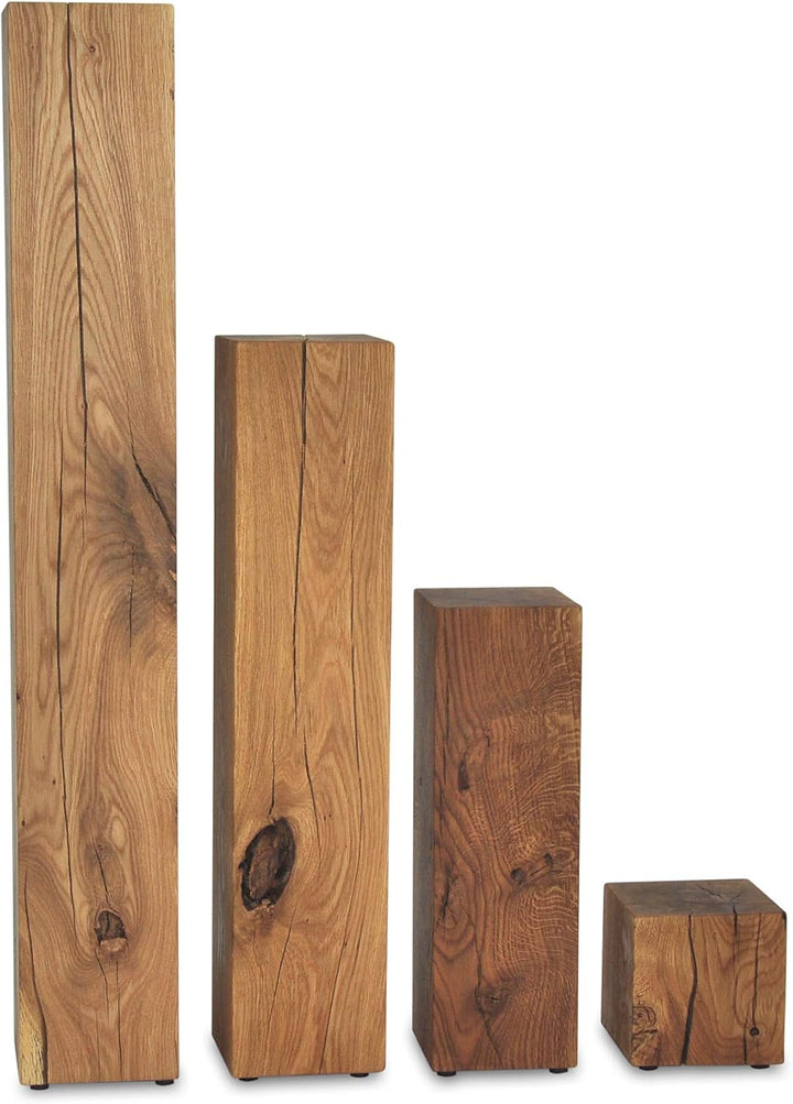 ms factory Holzblock Eiche Massiv - Handgefertigter Holzklotz - Rustikale Holzsäule - Beistelltisch
