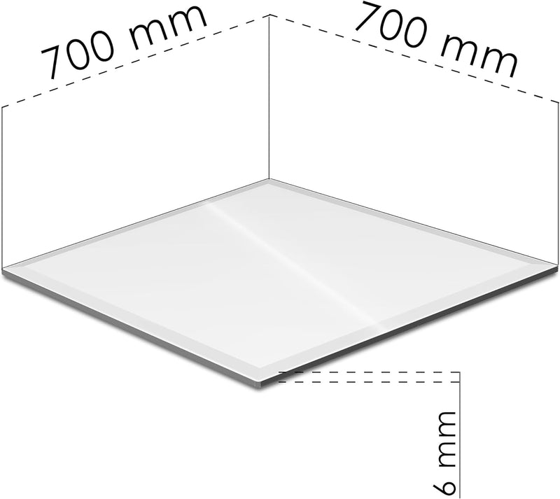 iomangio® Glasplatte Eckig 70 x 70cm Schwarz - Glasscheibe aus gehärtetem ESG Glas 6mm Dick – Tischp