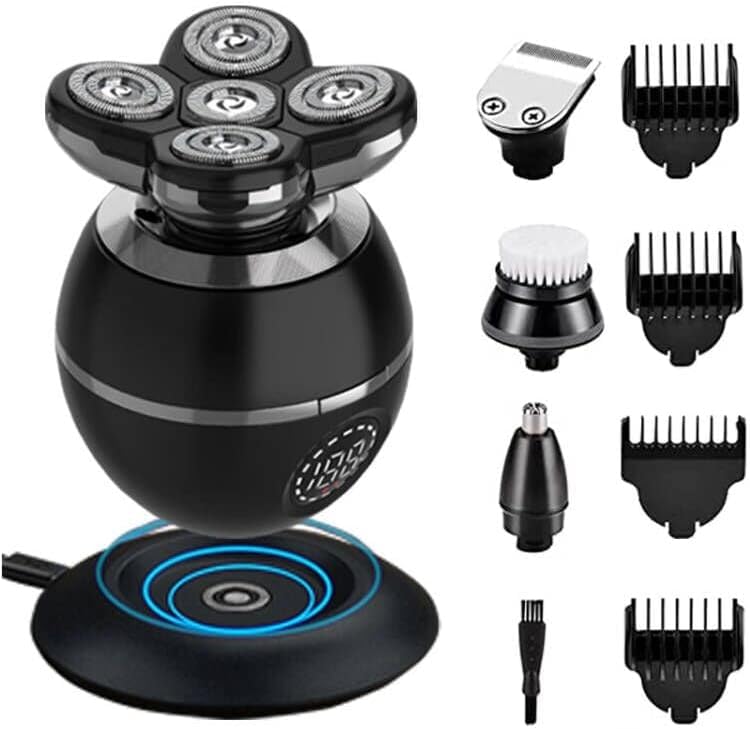 Glatzen Rasierer Herren Elektrisch, 5-in-1 Kopfrasierer Glatze Herren, 5D Magnetischer Elektrorasier