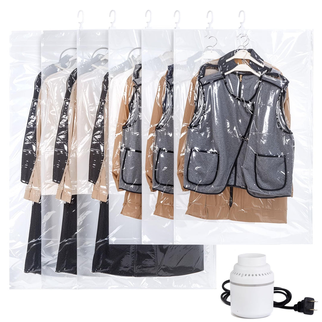 AGPTEK 6er-Pack Hängende Vakuumbeutel Mit Kleiderhaken, Anzüge, Kleider & Jacken (3x110x70cm + 3x130