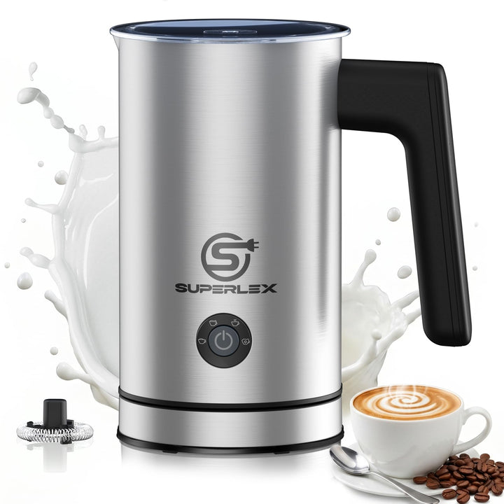 Milchaufschäumer Elektrisch 4-in-1 Edelstahl Milchwärmer 300ml | Doppelwand-Design, Heisser und kalt