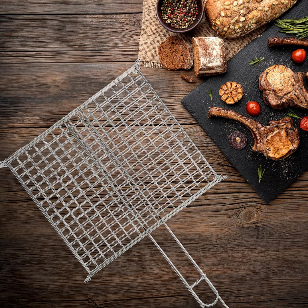 MasterCook Grillrost aus Edelstahl, klappbar, für Holzgrill, Kamin und BBQ, Zubehör für Grill, Fisch