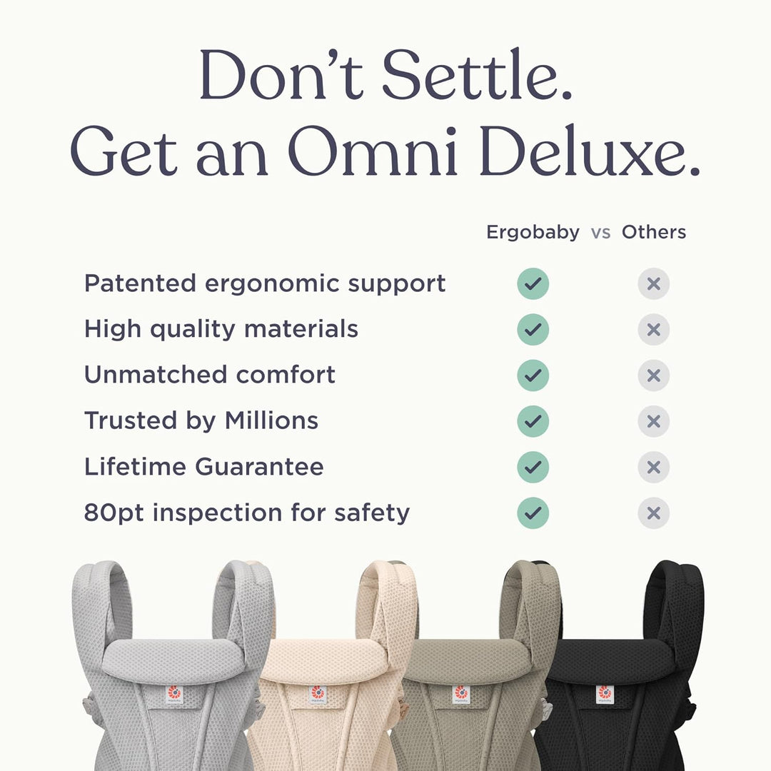 Ergobaby Omni Deluxe All-in-One Babytrage für Neugeborene ab Geburt bis 20kg, Ergonomische 4-Positio