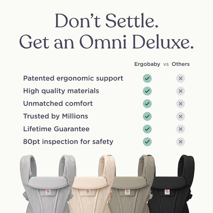 Ergobaby Omni Deluxe All-in-One Babytrage für Neugeborene ab Geburt bis 20kg, Ergonomische 4-Positio