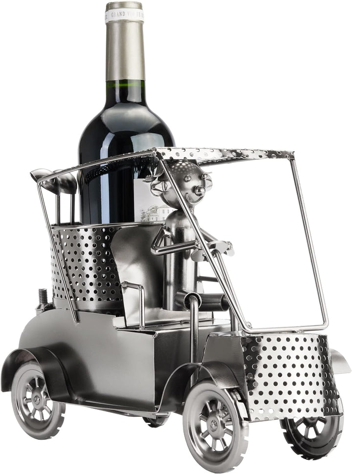 BRUBAKER Wein Flaschenhalter Golfer in einem Golfcart - Metall Skulptur - Geschenk mit