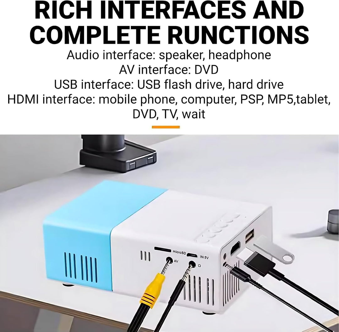 Kleiner Beamer Für Schlafzimmer 1080P Mini Beamer Full HD YG300 Tragbarer Mini Projektor LED Heimkin