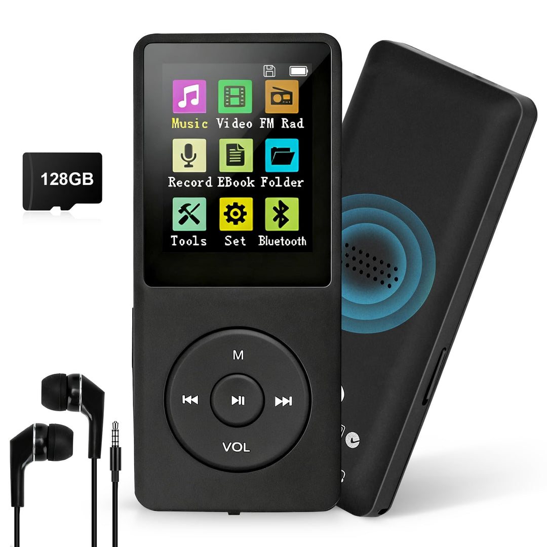 128 GB MP3-Player mit Bluetooth 5.0, COVVY Tragbarer digitaler Musik-Player mit integriertem HD-Laut