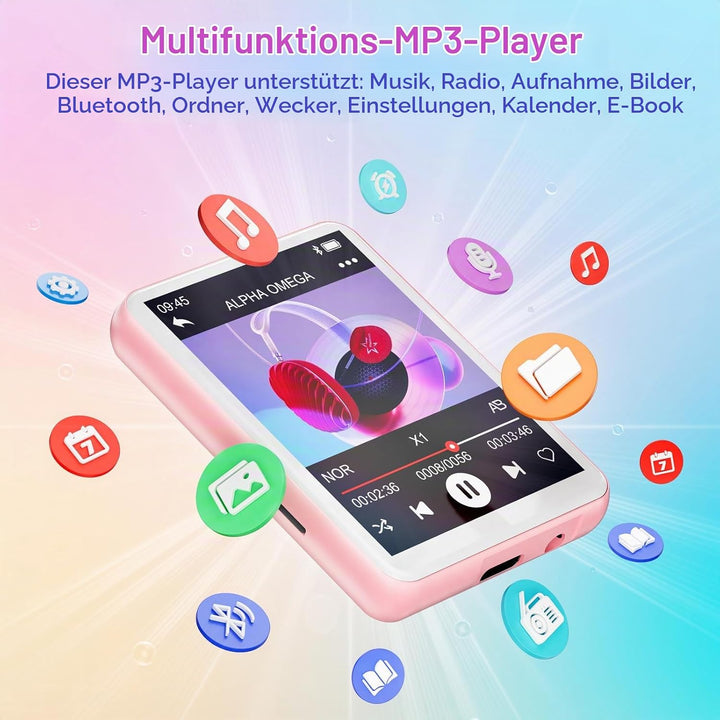 128GB MP3-Player Bluetooth 5.4, Oilsky 2,4 Zoll Full Touchscreen MP3, Tragbarer Musik Player mit Lau