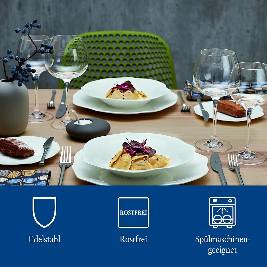 Villeroy &amp; Boch - Udine Besteckset 70-teilig Silber, Spülmaschinenfest, Besteck Set für 12 Personen,