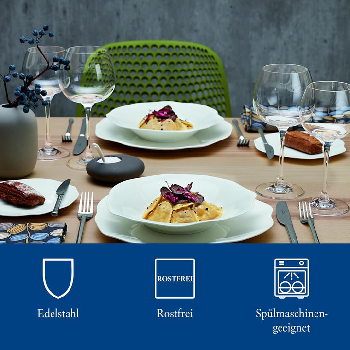 Villeroy &amp; Boch - Udine Besteckset 70-teilig Silber, Spülmaschinenfest, Besteck Set für 12 Personen,