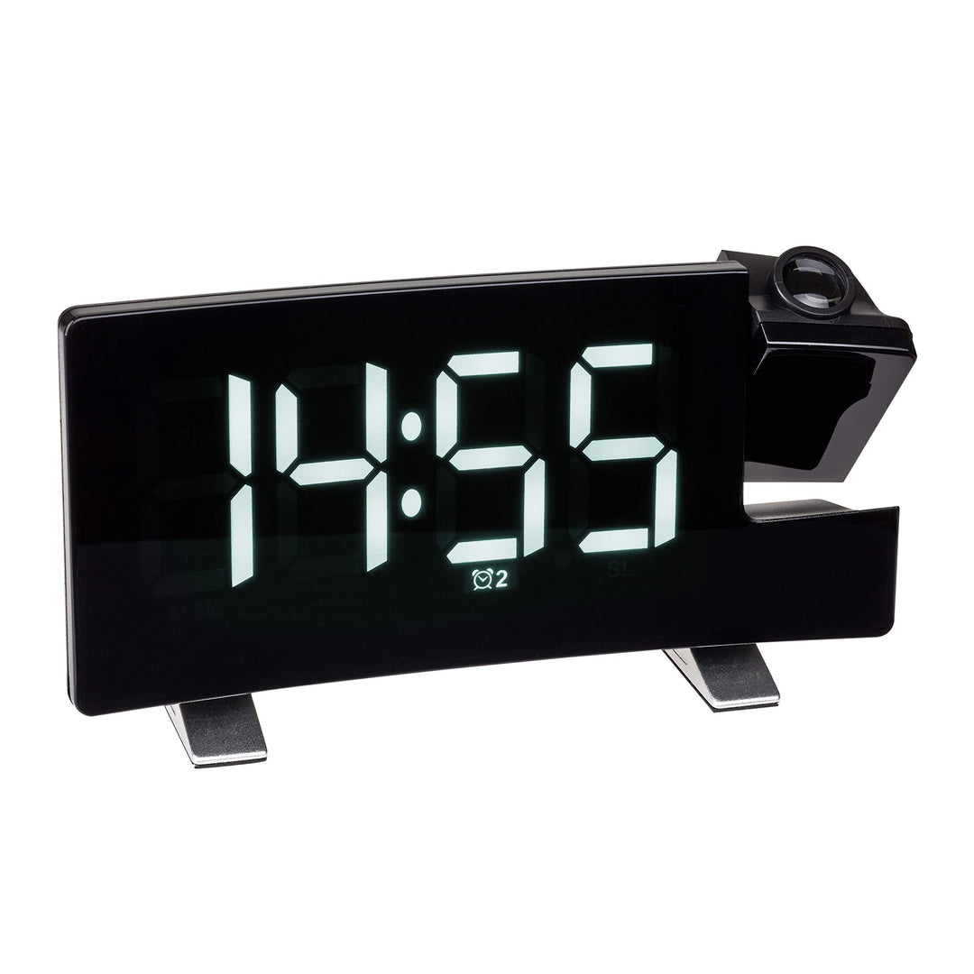 TFA Dostmann Wecker mit Projektion, 60.5015.02, inkl USB Ladefunktion, FM Radio, mit 2 Weckalarmen,