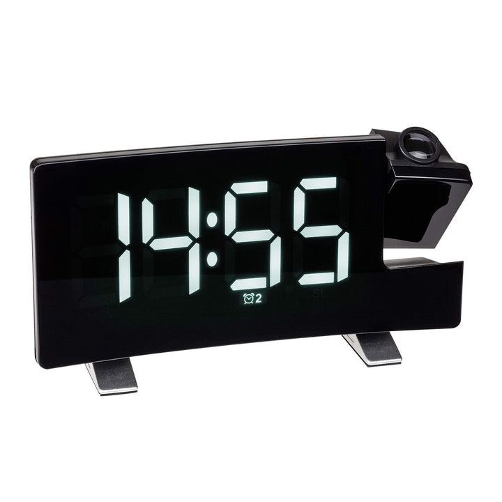 TFA Dostmann Wecker mit Projektion, 60.5015.02, inkl USB Ladefunktion, FM Radio, mit 2 Weckalarmen,