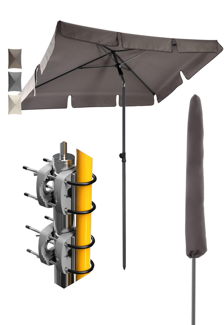 4smile Sonnenschirm Balkon SunnyShade - Sonnenschutz Balkon 4-in-1 SET, Taupe - Sonnenschirm rechtec