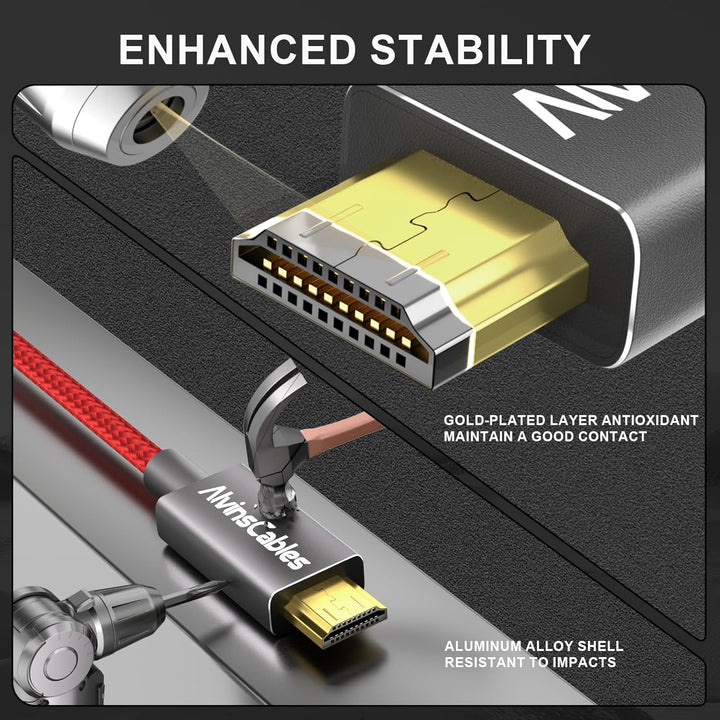 Alvin's Cables 8K 2.1 Micro HDMI auf HDMI Spiralkabel für Atomos Ninja V, 8K@60Hz 4K@60Hz High-Speed