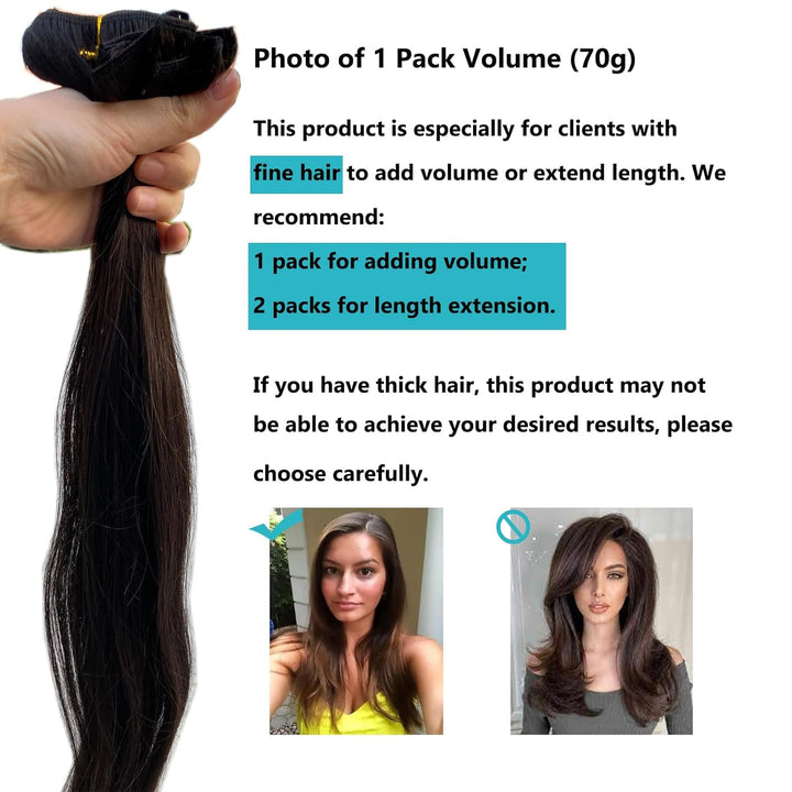 Elailite Clip in Extensions Echthaar, 5 Pcs Remy Haarverlängerung mit 12 Clips, 60cm-75g Glattes Haa