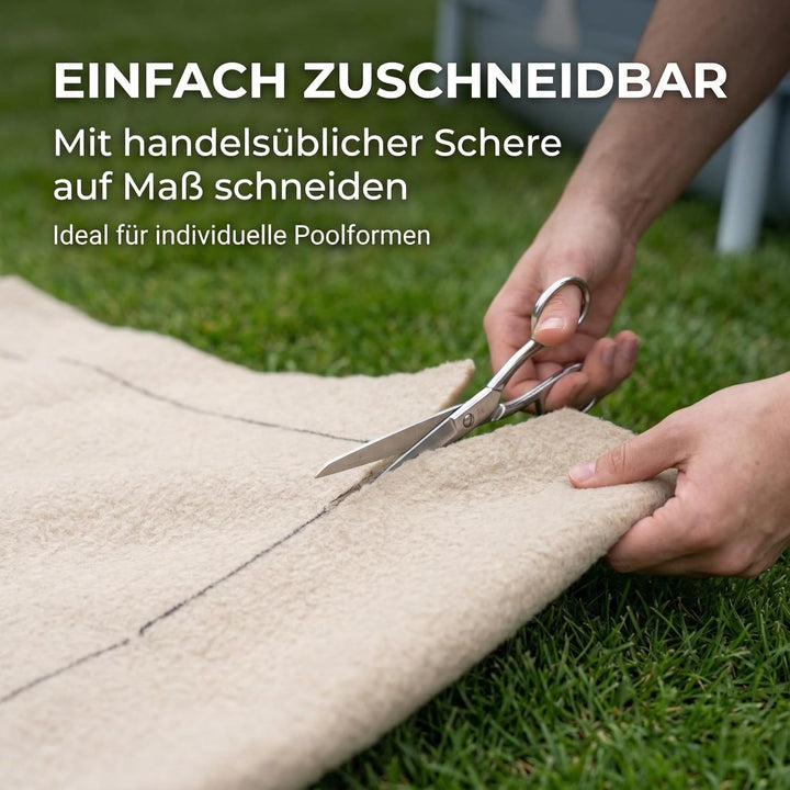 poolomio® Bodenschutzvlies rechteckig 370 x 370 | robuste Poolunterlage Outdoor | Poolbodenplane mit
