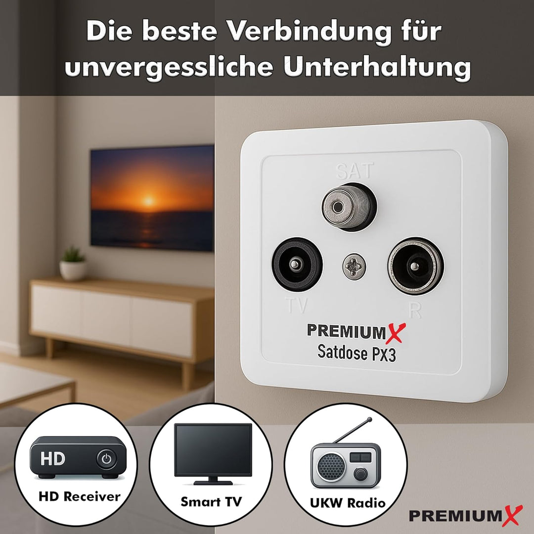 Premium X 7X PX3 Antennendose 3-Fach Enddose Antennen-Dose Einzel und Stichleitungsdose Aufputz Unte