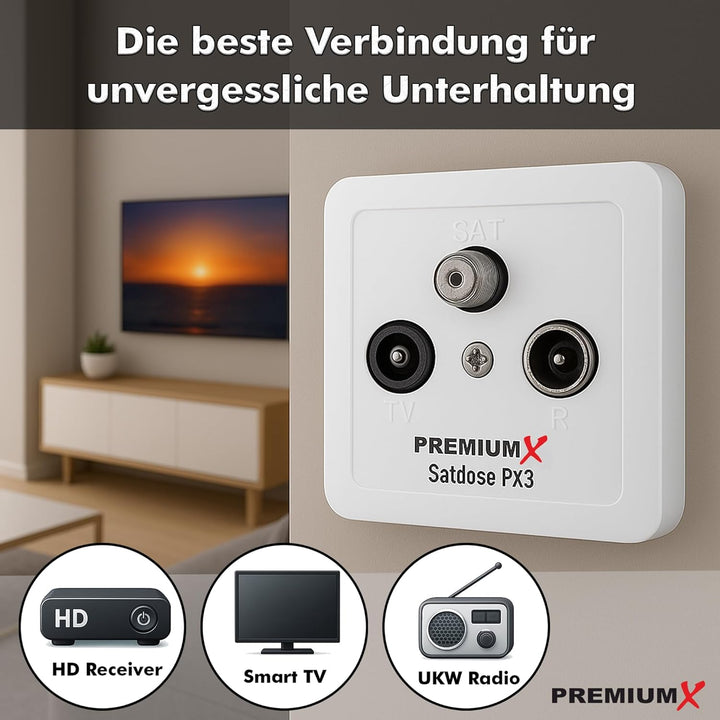 PremiumX 10x PX3 Antennendose 3-Fach Enddose Antennen-Dose Einzel und Stichleitungsdose Aufputz Unte