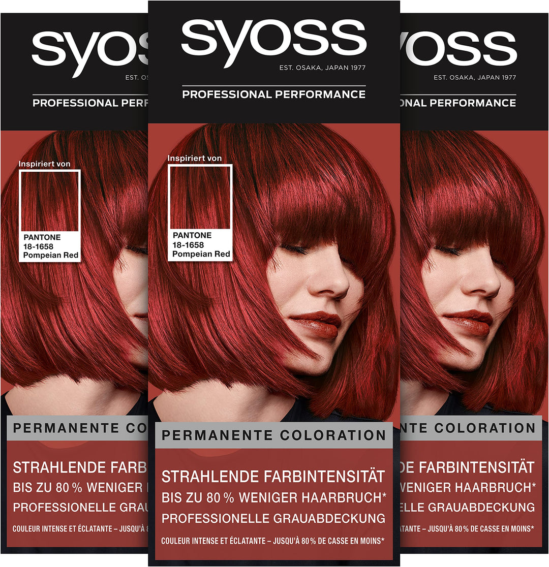 SYOSS inspiriert von PANTONE 18-1658 Pompeian Red Permanente Coloration Stufe 3, 3er Pack (3x 115 ml
