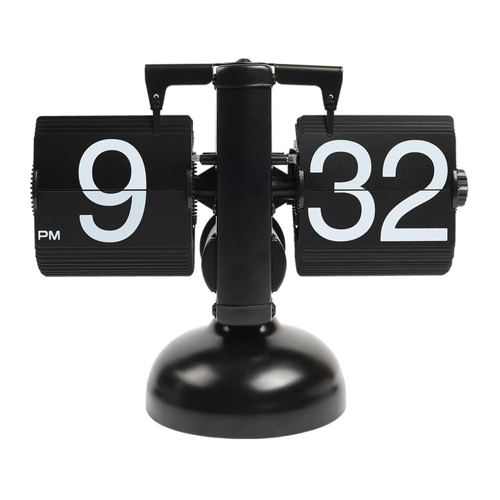 mooas Flip Schreibtischuhr (schwarz), Retro Vintage Design Auto Flip Clock Schreibtischuhr Tischuhr