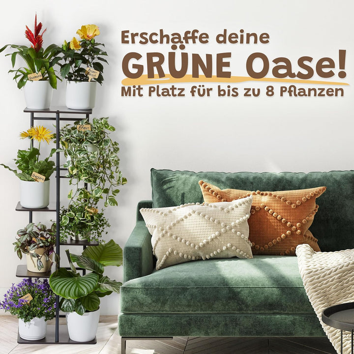 OLIDAN ® - Pflanzenständer - Beschriften der Pflanzen möglich - Blumenständer - Ablage für 8 Pflanze